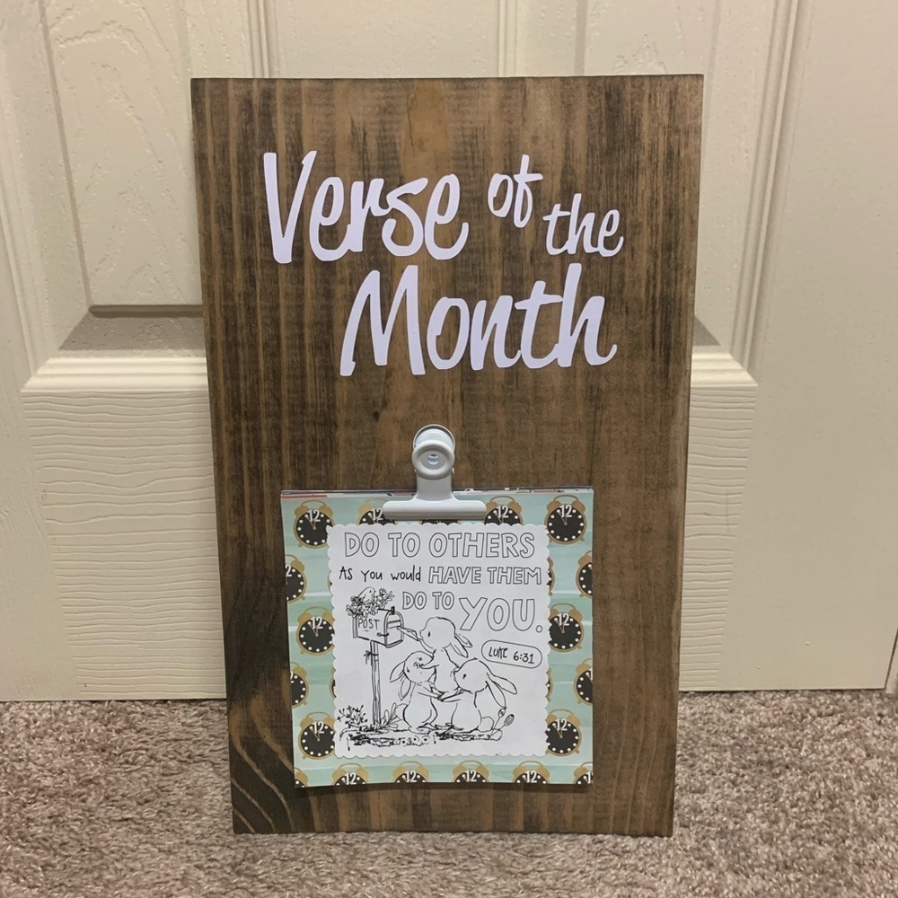 NEW Handmade Verse of the Month board Family Bible verses monthly calendar NWOT - Picture 8 of 9